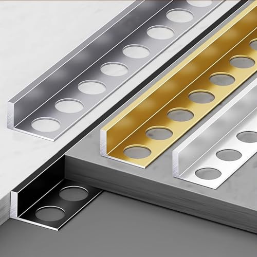 Raouoae Profilé De Protection Des Bords Pour Carrelage En L, 125cmx2, Profilé D'extrémité Pour Carrelage Céramique, Finition Angle Carrelage, Pour Sol Et Mur, Lambris, Accessoires Carrelage(Gold,Höhe: