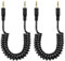 CERRXIAN Lot de 2 câbles audio 2,5 mm TRS 3 broches mâle vers mâle stéréo auxiliaire spirale pour caméscope, appareil photo, télécommande d'appareil photo, casque, blaster infrarouge et émetteur