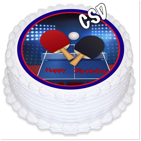 Tortenaufleger Geburtstag Tischtennis, Tortenaufleger Geburtstag Tennis Essbarer Tortenaufleger aus Fondant