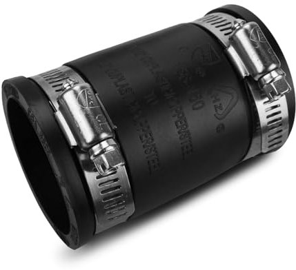 Flexible PVC Pipe Coupling with Rubber Hose Clamps for Flex Coupling1-1/2 Inch Nominal Pipe Drain Repair, Dust Hose,Plumbing Connection,Cast Iron,Plastic Pipe Upgrade, PVC Condensate Pipe Coupling