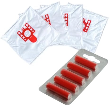 Avern Dust Bags Compatible With Miele hoover bags Complete C2 Complete C3 Classic C1, S8,S5,S2 GN TYPE Vacuum Cleaners (Red FJM Bags, 4 Pack + Freshener Sticks)