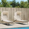 Homgoday Sonnenliegen 2 STK. mit Ausziehbar Dach & Tisch Gartenliege 4-Fach Verstellbare Rückenlehne Gartenmöbel Relaxliege Gartenmöbel Liege Liegestuhl Strandliege Beige Poly-Rattan