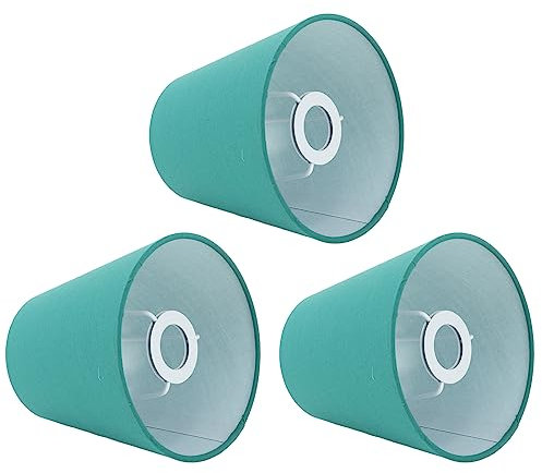 Juego de 3 pantallas de lámpara, pantalla pequeña de tela de barril E14, pantalla de tambor para lámparas de mesa, lámpara de pie, pantalla de tela moderna para dormitorio (Verde oscuro)