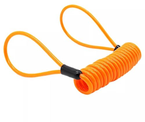 1.2m Disc Lock Reminder Cable, Durable Antitheft Security Spring Cable Lock for Motorcycle, Scooter, Bike – High Visibility Reminder Coil for Parking Lot, Garage, and Travel