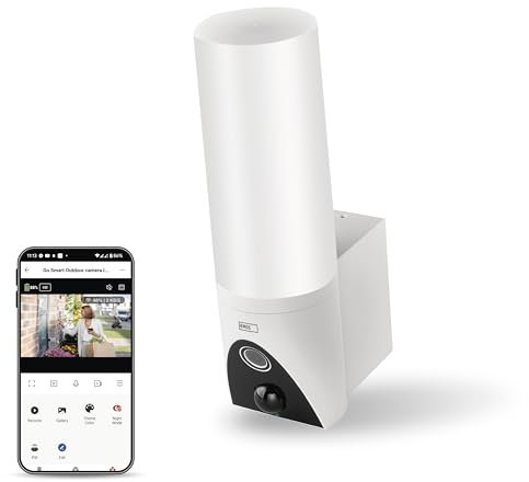 EMOS GoSmart Outdoor Smart Surveillance Camera with Light - 3MP Rotating WiFi IP Camera with App - Night Vision and Siren - Compatible with Google Assistant and Alexa - Resistant