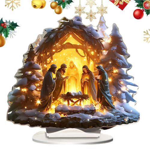 Christmas Nativity - Light-Up Nativity Scene Set for Shelves Fireplace Dinner Table
