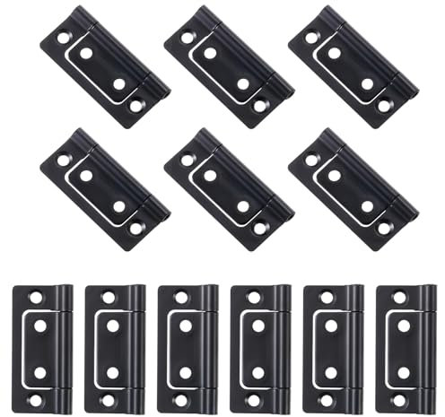 TOP-VIGOR Lot de 12 charnières de porte sans mortaise, 5,1 cm sans bruit, charnières d'armoire, meubles de fenêtre, armoire, noir