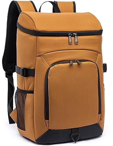 Laripwit Kühlrucksack 32L Groß Kühltasche Isolierter Picknickrucksack Leichter Thermo Rucksack mit Kühlfach für Reisen Camping Mittagessen Strand, Braun