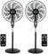 Aigostar Ventilateur sur pied silencieux, 9 pales, télécommande, 3 vitesses, 3 modes, minuterie de 7,5 heures, oscillant à 80°, ventilateur à hauteur réglable, base antidérapante, 60 W, 2 Pièces