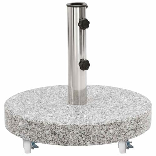 Tomostar Pied de Parasol avec roulettes, Support Socle de Parasol Base de Lestage Granite 30 kg Rond Gris
