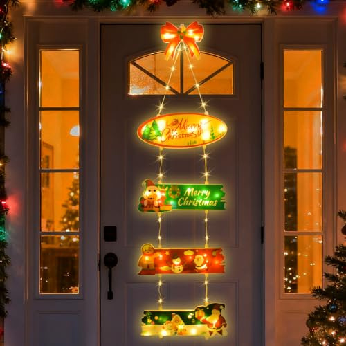 Christmas Window Lights,Warm White LED Ladder Christmas Light IP65 Waterproof Hanging Christmas Tree Lights,8 Modes,Christmas Decorations for Wall Window Tree Garden Home Indoor Outdoo