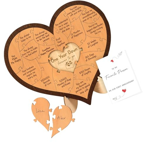 Elegantes Holz-Puzzle, Herz-Puzzle, Schreibtisch-Dekoration für Jahrestag, Feier, für Freund, Freundin, Ehemann oder Ehefrau, Hochzeitstag, Geschenk