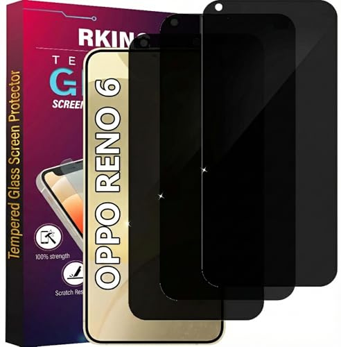 RKINC Verre Trempé Anti-Espion pour Oppo Reno 6 5G, [Lot de 3] [Ne prend Compatible ID d'Empreinte Digitale] Angle de Confidentialité Amélioré, Dureté 9H, Sans Bulles