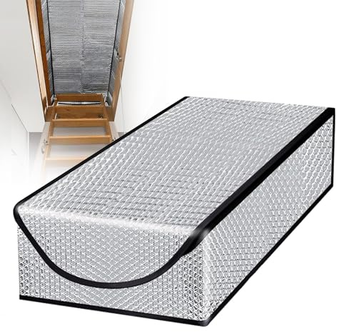 Dachbodentreppe Isolierung Aluminiumfolie 138x63,5x28cm mit Reißverschlus | Dachboden Isolierungabdeckung, Dachluke Isolierung Feuerfest Wasserdicht für Ausziehbare Treppe, Gartenleiter