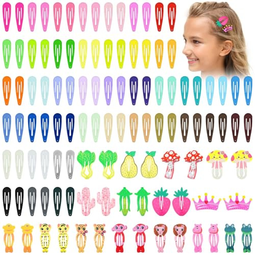 LOPHE 110 Pezzi Mollette per Capelli Bambina, Fermagli per Capelli da 5 cm per Ragazze Donna Bambini, Accessori per Capelli con Fermaglio a Scatto in Metallo Colorato (Animale)