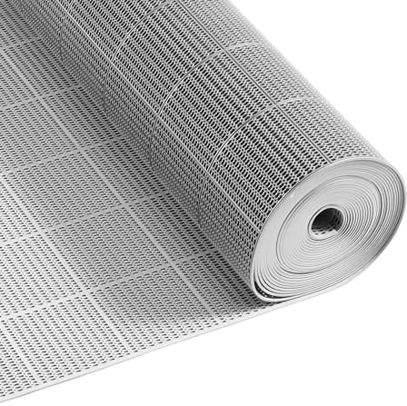 VEVOR Drainage Mat, 3 x 50 ft, PVC Non Slip Commercial Floor Mat, Wet Area Water Drain Splash Matting Hollow Doormat Roll, for Outdoor Indoor Restaurant Swimming Pool Patio Bathroom Washroom, Gray