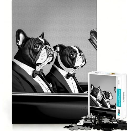 Pulp Fiction Bulldogs 1000-Teile-Puzzle für Teenager Puzzle-Erinnerung, Stressabbau, glatt geschnitten, künstlerisches Geschenk (38x26cm)