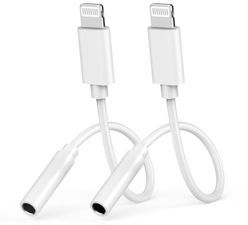 [Apple MFi Zertifiziert] Lightning auf 3,5mm Klinke Adapter | 2 Stück iPhone Aux Adapter, iPhone Kopfhörer Adapter Dongle Audio Kabel Konverter für iPhone 14 13 12 11 Pro Max XS XR X 8 7