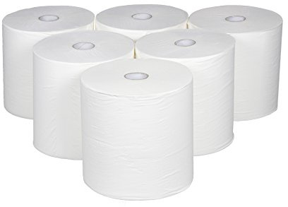 Essuie main - Essuie Tout Gros Rouleau - Pack de 6 Essuie-mains en rouleau, AUTOCOUP 150, Blanc 24 g/m² 150 m - Norme Ecolabel - 2 plis gaufrés collés
