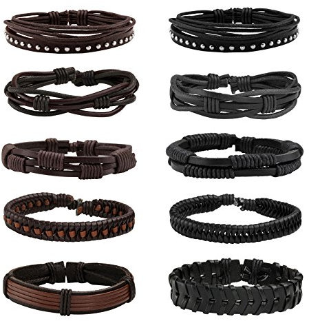 MILAKOO Unisex Damen Herren Armbänder Punk Lederarmband Armband für Männer geflochten Armband