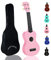 POMAIKAI Sopran-Holz-Ukulele, Anfänger, Ukulele, Hawaii-Gitarre, 53,3 cm, für Schüler und Anfänger (Rosa)
