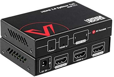 AV Access 1 in 2 Out UHD 4K@60Hz 1080p@120Hz HDMI 2.0 Splitter mit Auto Downscaling,18Gbps Zero Latency, 1×2 4K HDMI Splitter mit HDR10 and 3D, HD Verlustfreie Audio, HDCP 2.2, Auto EDID Verwaltung