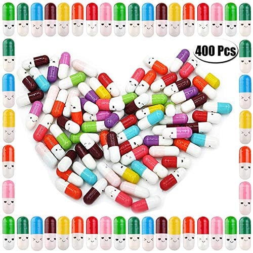 Vanproo 400 Pcs Tiny Love Message Capsule Letter in a Bottle Cute Love Friendship Half Pill in Random Color