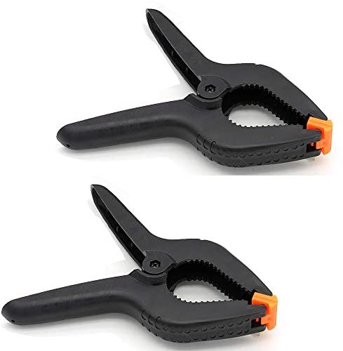 ONDY 2 Pack Of 9” Large Spring Clamps Heavy Duty Nylon Muslin Woodworking Clamps Photo Studio Backdrops Backgrounds Clamps Set, the Jaws Have a Maximum Opening of 4