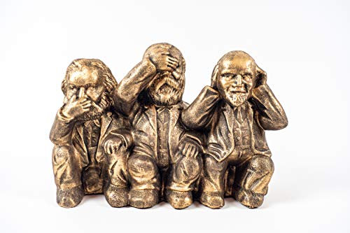 hochwertig und humorvoll Karl Marx Engels Lenin massive Skulptur Handmade Wohnzimmer Deko Bronze-Gold antik Vintage Figuren Dekoration für Wohnung Geschenkidee DDR Produkte Nostalgie