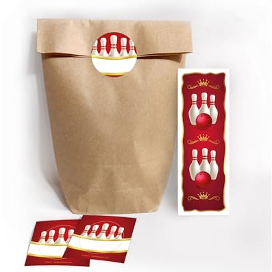 8 Lesezeichen + 8 Geschenktüten/Natur + 8 Aufkleber Bowling Mitgebsel Gastgeschenk beim Kindergeburtstag Mädchen Jungen