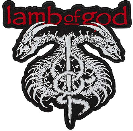 Lamm des Gottes großer Aufnäher – weißer Drachenschädel – Log-Rock-Band besticktes Logo zum Aufbügeln – Größe: 29,5 x 31 cm