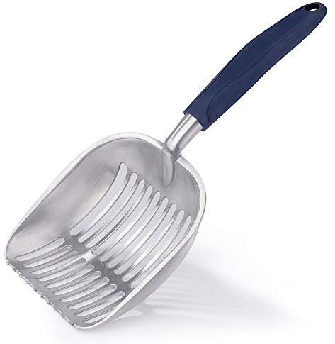 MengH-Shop Pelles à Litière Métal Pelle à litière pour Chat en Alliage d'aluminium avec Long Manche Facile à Nettoyer pour Animaux de Compagnie, Rayures de Droites