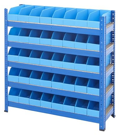 BiGDUG Essentials Picking Shelving Unit - Pick and Pack Shelves 265kg UDL per shelf - 900H x 900W x 300D mm - 5 Levels - With 40 Correx® Plastic Parts Bins