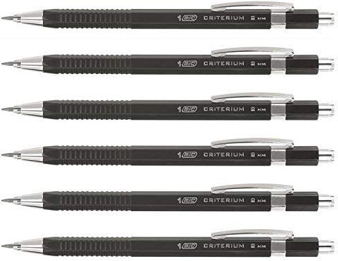 BIC Lot de 6 Porte-mines rechargeable CRITERIUM Noir HB 2 mm