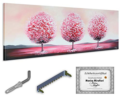 Monica Mirafiori I 100% HANDGEMALT I Gemälde Drei Bäume I 120x40cm | Gemälde Handgemalt | Acrylgemälde | Sehr Großes Acrylbild I Moderne Kunst I Kunstbilder