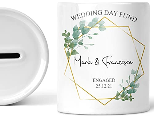 Personalised Wedding Fund Money Box, Custom Engagement Gift For Couples, New Fiancé Gift, Wedding Savings Jar, Wedding Piggy Bank, Wedding Fund Money Pot