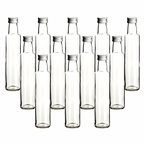 gouveo Dorica Lot de 12 bouteilles en verre avec bouchon à vis Argenté 250 ml