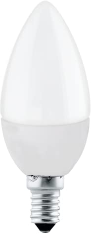 EGLO E14 LED Lampe in Kerzenform, Kerzen Glühbirne 5 Watt (entspricht 40 Watt), 470 Lumen, 2700 K, Leuchtmittel warmweiß, Glühlampe opal weiß, C37, Ø 3,7 cm