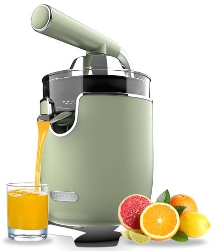 Cecotec Spremiagrumi Elettrico a Braccio Xqueeze RetroJuice 1000 Verde. 1000W, Filtro Acciaio Inox, 2 Coni Rimovibili di 2 Dimensioni, Leva e Sistema Antigoccia, Arance, Lavabile in Lavastoviglie