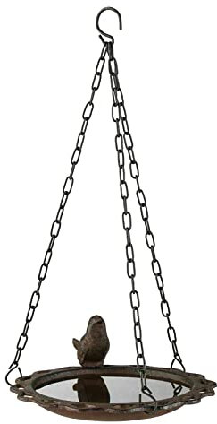 Cast Iron Heavy Duty Hanging Bird Bath Feeder Vintage Bronze Decorative Garden Ornament Bird Feeding Station
