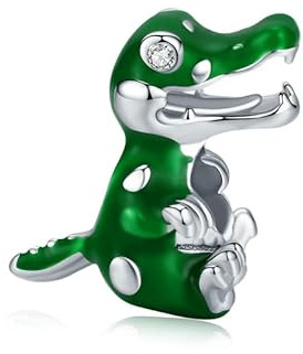 Charm Baby Krokodil Alligator Peter Pan Captain Haken Silber 925 - Les Folies für Pandora, Sterling-Silber, Zirkonia