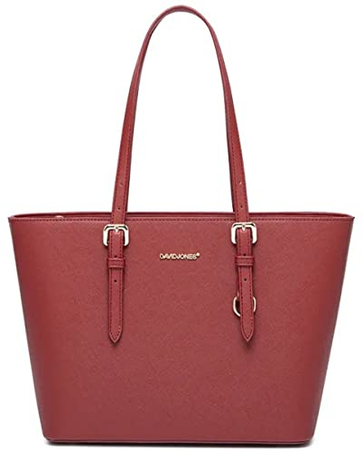David Jones - Damen Shopper Handtasche - Frau Henkeltasche Mittlere Große Tote PU Leder - Tasche Schultertasche Büro Schule Einkauf Shopping Bag - Aktentasche Arbeitstasche Elegant Alltags - Rot