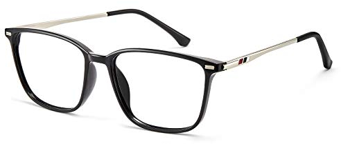 Cyxus Blaulichtfilter Brille Brillenfassung Vintage Retro Stil für PC TV Tablet Unisex (8208 Schwarz&Silber)