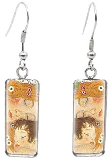 Kiss Rechteckiger Ohrring Gustav Klimt Kunstgemälde Fischhaken Ohrring Foto Glas Foto Schmuck