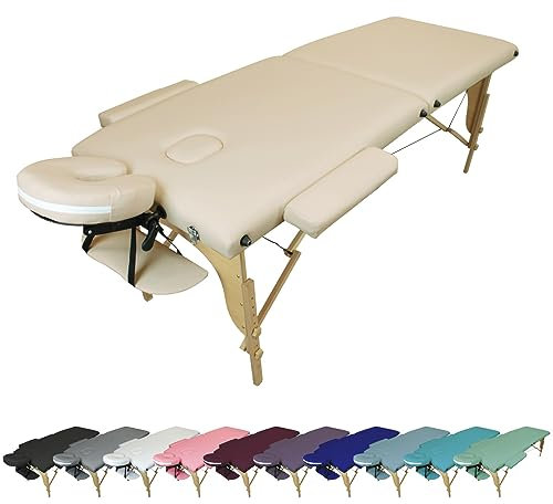 Vivezen - Table de Massage Pliante 2 Zones en Bois avec Panneau Reiki + Accessoires et Housse de Transport - Plusieurs Coloris