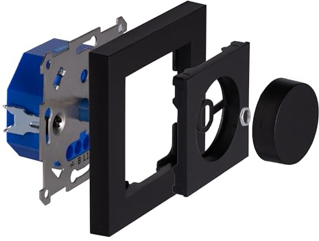 proventa Variateur avec cache design noir mat brillant pour LED et halogène jusqu'à 250 W