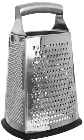 Grattugia da cucina quadrata in acciaio inox, 4 lati, antiscivolo, 24 cm