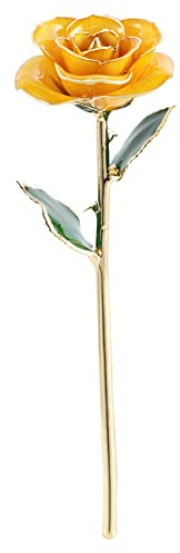 24K Gold Echte Rose, Vergoldete Rose mit Rosenständer, Gelb