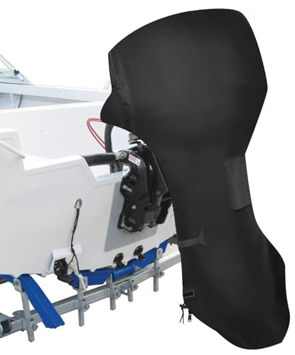 Außenborder Abdeckung, Viele Größen, 100% wasserdicht 600D Oxford Bootsmotorabdeckung, Schwerlast Reißfest Persenning für Außenbordmotor, geeignet für Außenborder (20-30HP/PS(165 * 137cm),Black)