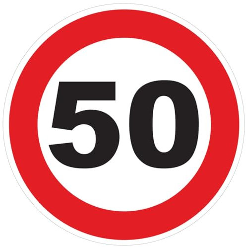 Autocollant Sticker Limitation de Vitesse Autocars Cercle Rouge - Tracteur Poids Lourds Disque limitation Vitesse Camion 50 KM/H adhésif - 15 cm Diamètre